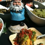 Roaming Gnome has his first breakfast taco. Roaming Gnome has his first breakfast taco.