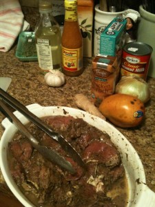 Jerk pork and some of the fixins' Jerk pork and some of the fixins'